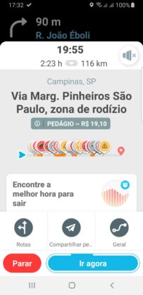 Calculando valor pedagio waze