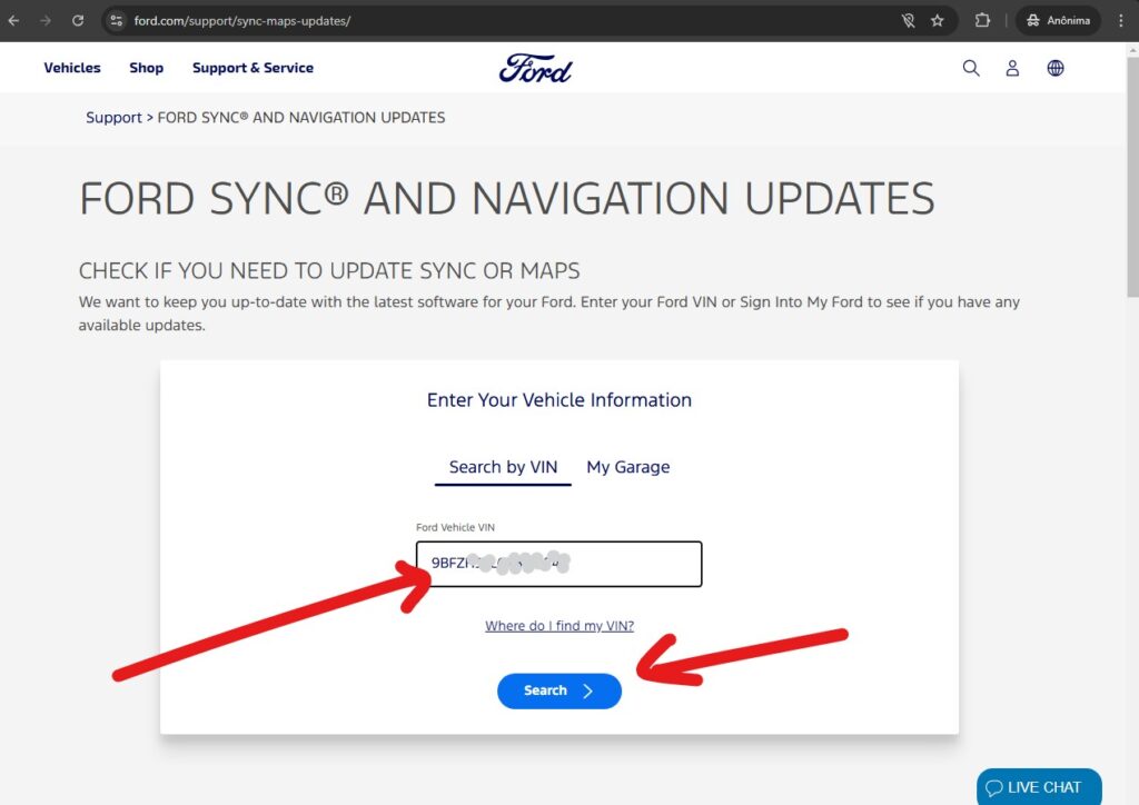 Como atualizar o sync, site EUA