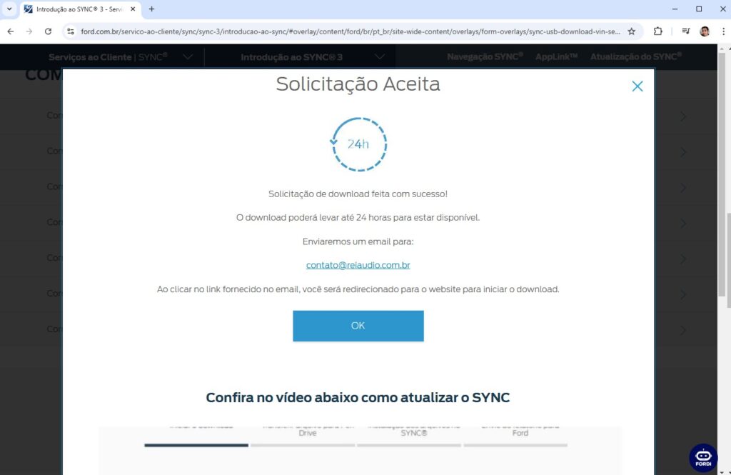 Como atualizar o sync imagem 4