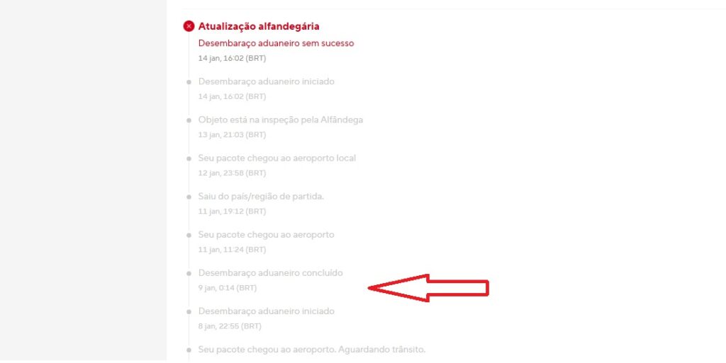 desembaraço aduaneiro sem sucesso