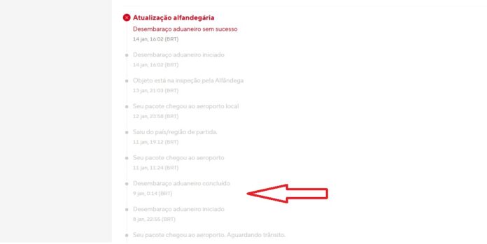 desembaraço aduaneiro sem sucesso
