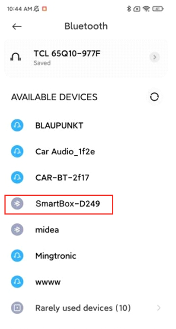 Imagem ilustrativa do menu de conexão Bluetooth do celular.